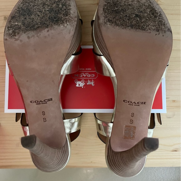 COACH Dani Metallic Platinum Mirror Heels (like new) - Picture 7 of 16
